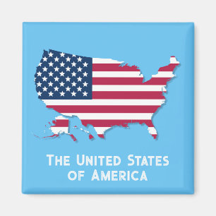 Custom United Staaten Map and Flag Red White Blue Magnet