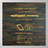Custom Unplugged Zeremonie Wedding Sign WOOD GOLD Foliendrucke (Vorderseite)
