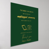 Custom Unplugged Zeremony Wedding Sign GREEN GOLD Foliendrucke (Ablage )