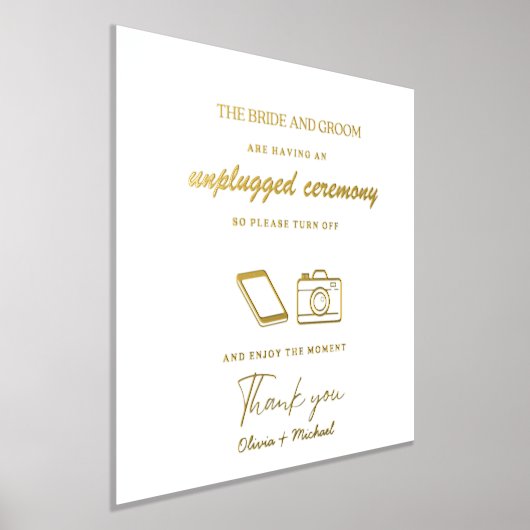 Custom Unplugged Zeremony Wedding Sign Real Foil Foliendrucke (Ablage )