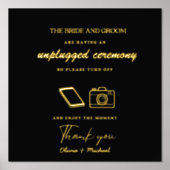 Custom Unplugged Zeremony Wedding Sign Real Foil Foliendrucke (Vorderseite)