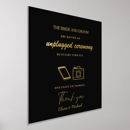 Custom Unplugged Zeremony Wedding Sign Real Foil Foliendrucke (Ablage )
