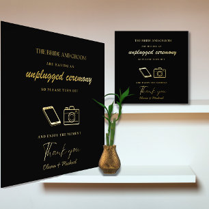 Custom Unplugged Zeremony Wedding Sign Real Foil Foliendrucke