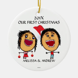 Custom Unser erster Weihnachtsmann-Cartoon Keramik Ornament