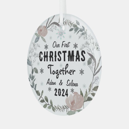 Custom Unser erstes Weihnachtsgeschmuck Ornament Aus Glas (Vorderseite links)
