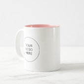 Custom Upload Business Logo Blush Pink And White Zweifarbige Tasse (Vorderseite Links)