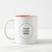 Custom Upload Business Logo Blush Pink And White Zweifarbige Tasse (Links)