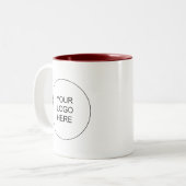 Custom Upload Company Logo Trendy Maroon and White Zweifarbige Tasse (Vorderseite Links)