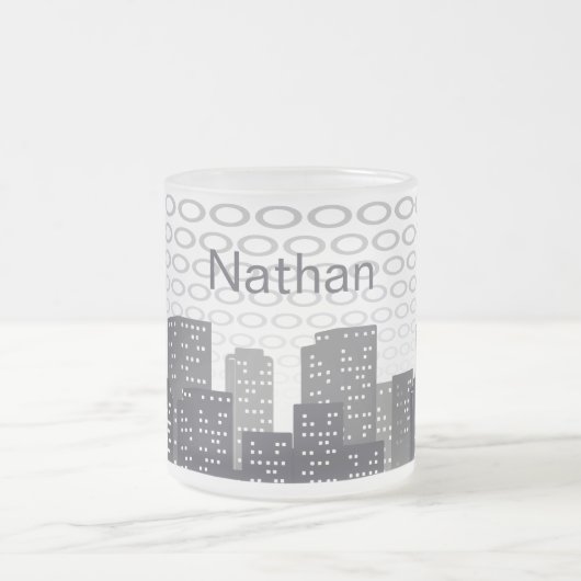 Custom Urban Cityscape Shades of Grey Personalised Mattglastasse (Mittel)