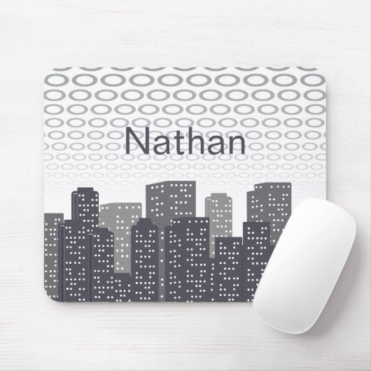 Custom Urban Cityscape Shades of Grey Personalised Mousepad (Mit Mouse)