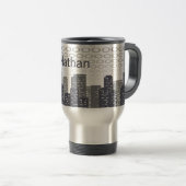 Custom Urban Cityscape Shades of Grey Personalised Reisebecher (VorderseiteRechts)