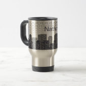 Custom Urban Cityscape Shades of Grey Personalised Reisebecher (Vorderseite Links)