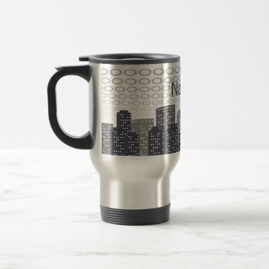 Custom Urban Cityscape Shades of Grey Personalised Reisebecher (Links)