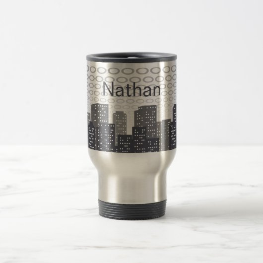 Custom Urban Cityscape Shades of Grey Personalised Reisebecher (Mittel)