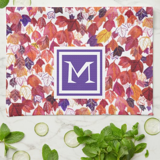 CUSTOM Ursprüngliche Fallende Blätter Wasserfarben Geschirrtuch (Gefaltet)