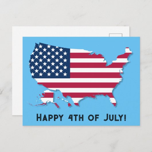 Custom US Map Flag Red White Blue Happy 4. Juli Postkarte (Vorne/Hinten)