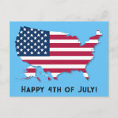 Custom US Map Flag Red White Blue Happy 4. Juli Postkarte (Vorderseite)