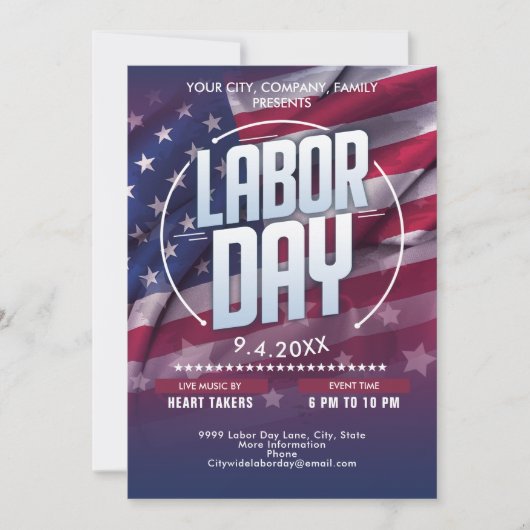 Custom USA Flag Labour Day Celebration Event Einladung (Vorderseite)