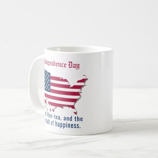 Custom USA Flag, Map Independence Day Red Blue Kaffeetasse (Vorderseite Links)