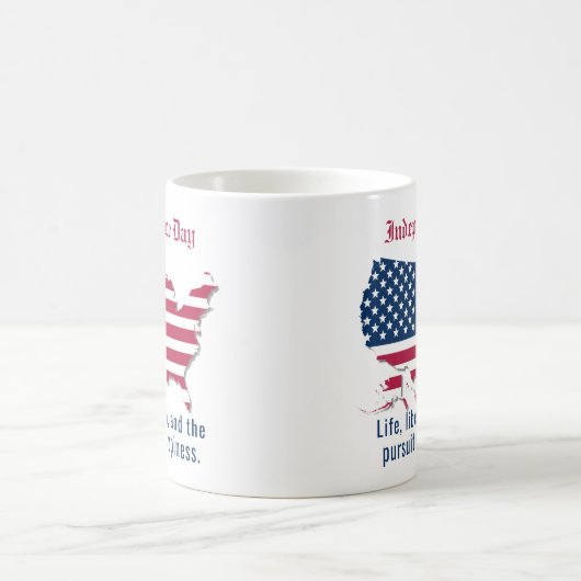Custom USA Flag, Map Independence Day Red Blue Kaffeetasse (Mittel)