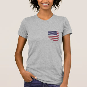 Custom USA Flag Pocket T-Shirt, Patriotic Fake Poc T-Shirt