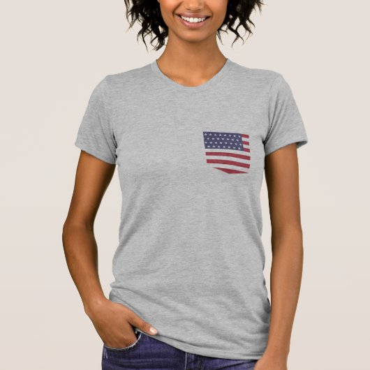 Custom USA Flag Pocket T-Shirt, Patriotic Fake Poc T-Shirt (Vorderseite)
