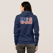 Custom USA Flag Women's Fleece Track Jacket Hoodie (Schwarz voll)