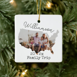 Custom USA Map Kontur Vacation Family Foto Keramikornament
