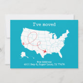Custom USA Map Türkise "I ve Moved" Ankündigung (Vorderseite)