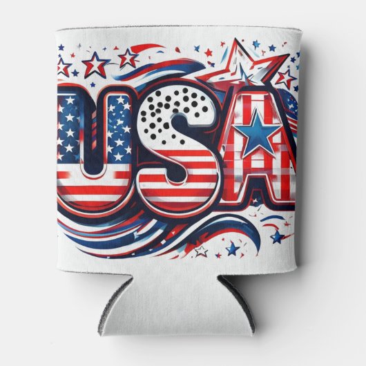 Custom USA Print - Retro American Flag Beer Dosenkühler (Vorderseite)