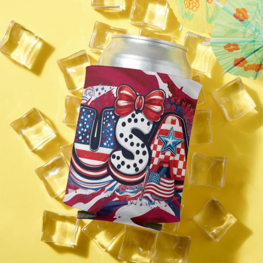 Custom USA Print - Retro Patriotic American Flag Dosenkühler (In Situ Sommer)