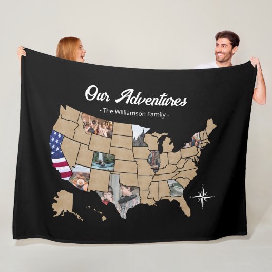 Custom USA Travel Map Foto Blanket Fleecedecke (Beispiel)