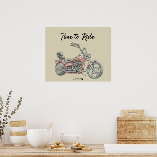 Custom V twopper Bobber Motorrad Poster (Küche)