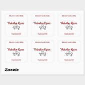 Custom Valentine Candle Labels – Love Birds Design Quadratischer Aufkleber (Blatt)