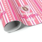 Custom Valentine Day Stripes Geschenkpapier (Rolleneckpunkt)