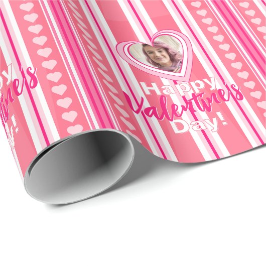 Custom Valentine Day Stripes Geschenkpapier (Rolleneckpunkt)