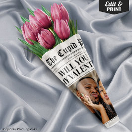 Custom Valentine Newspaper Flower Bouquet Gift  Geschenkpapier Set