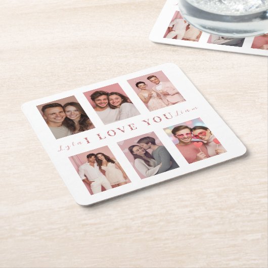 Custom Valentine’s Day Coaster – I Love You Text Rechteckiger Pappuntersetzer (angewinkelt)