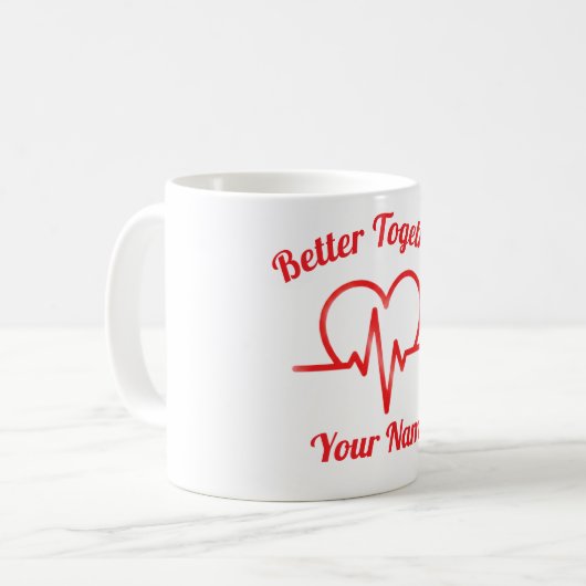 Custom Valentine’s day Heartbeat Mug Personalized Kaffeetasse (Vorderseite Links)