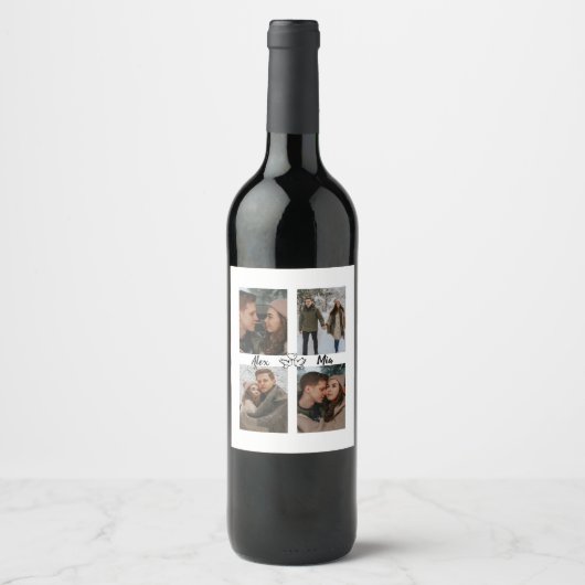 Custom Valentine Wine Label with Multiple Photos Weinetikett (Vorderseite)