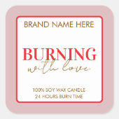 Custom Valentine's Day Candle Label Quadratischer Aufkleber (Vorderseite)
