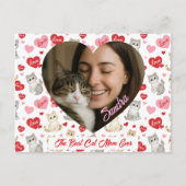 Custom Valentine's Day Cat Mom Heart Photo Postkarte (Vorderseite)