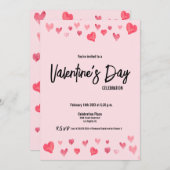 Custom Valentine's Day Friends Wasserfarbenherzen Einladung (Vorne/Hinten)