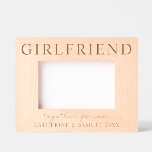 Custom Valentine's Day Girlfriend Name & Date Geätzte Rahmen (Vorderseite)