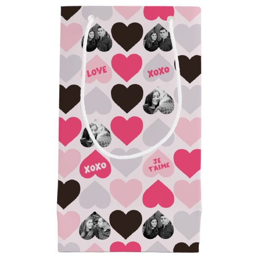 Custom Valentine's Day Heart Foto Collage Kleine Geschenktüte (Vorderseite)