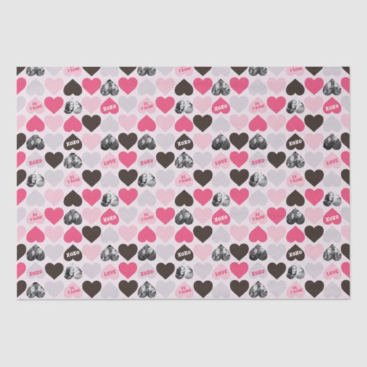 Custom Valentine's Day Heart Foto Collage Seidenpapier (Vorderseite)