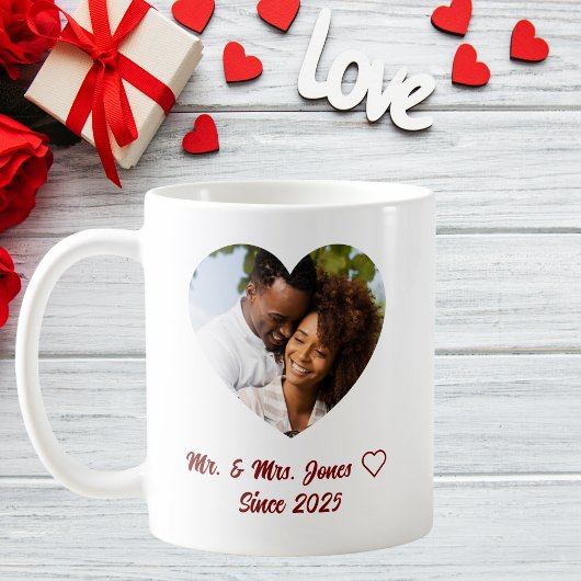 Custom Valentine's Day Mr & Mrs. Foto Kaffeetasse