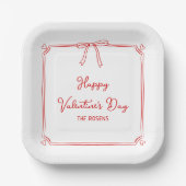 Custom Valentine's Day Party Niedlich Red Bow Hear Pappteller (Vorderseite)