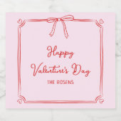 Custom Valentine's Day Party Niedlich Red Bow Hear Schaumweinetikett (Einzelnes Label)