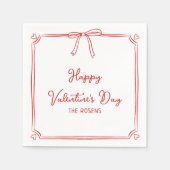 Custom Valentine's Day Party Niedlich Red Bow Hear Serviette (Vorderseite)